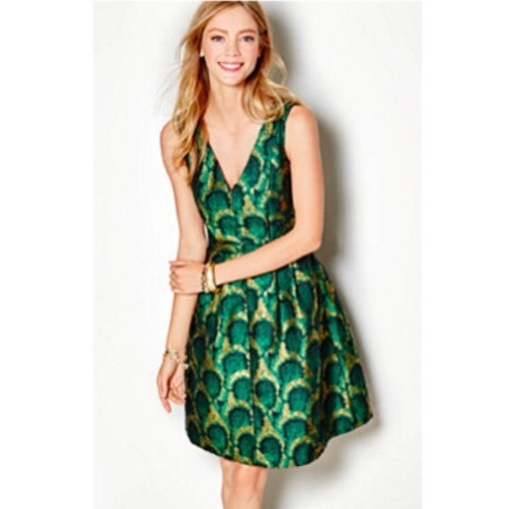J Crew Peacock Jacquard Cocktail Dress